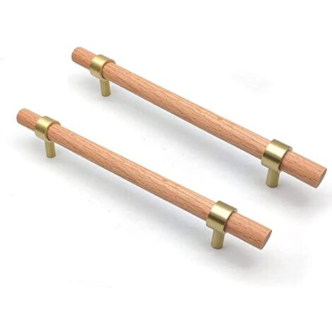 CCYKXA Wooden Furniture Handle, 6 Piece Wooden Handle - Wooden Cupboard Handles Wooden Kitchen Furniture Handle Center Distance 160mm