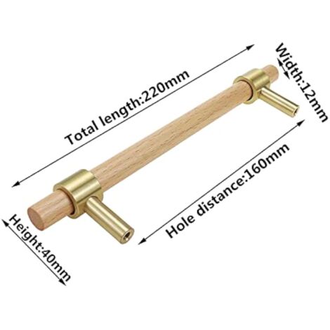 CCYKXA Wooden Furniture Handle, 6 Piece Wooden Handle - Wooden Cupboard Handles Wooden Kitchen Furniture Handle Center Distance 160mm