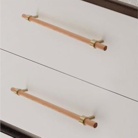 CCYKXA Wooden Furniture Handle, 6 Piece Wooden Handle - Wooden Cupboard Handles Wooden Kitchen Furniture Handle Center Distance 160mm