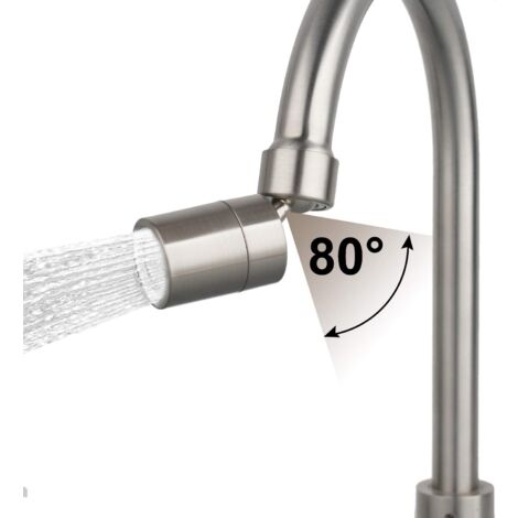 CCYKXA Kitchen Faucet Aerator 2 Modes Filter Adapter Water Saver with 5 Adapters (80 Degree Angle Swivel-22 Female Thread-Brushed Nickel)