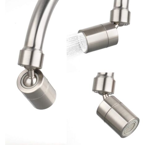CCYKXA Kitchen Faucet Aerator 2 Modes Filter Adapter Water Saver with 5 Adapters (80 Degree Angle Swivel-22 Female Thread-Brushed Nickel)