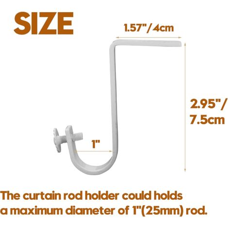 CCYKXA 4 Pack 1" Curtain Rod Ceiling Mount Brackets White