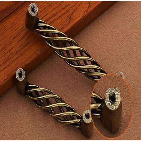 CCYKXA 4X Vintage Hollow Kitchen Door Handles with Screws Knobs for Furniture Cabinets Dressers - Bronze/128mm