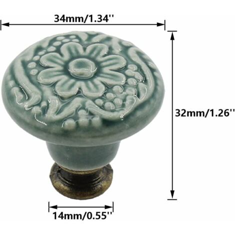 CCYKXA 10Pcs Ceramic Knobs Decorative Drawer Pulls(Green) Cabinet Dresser Shelf Pull Handle Furniture Decorative Pull Tool with Mounting Screws