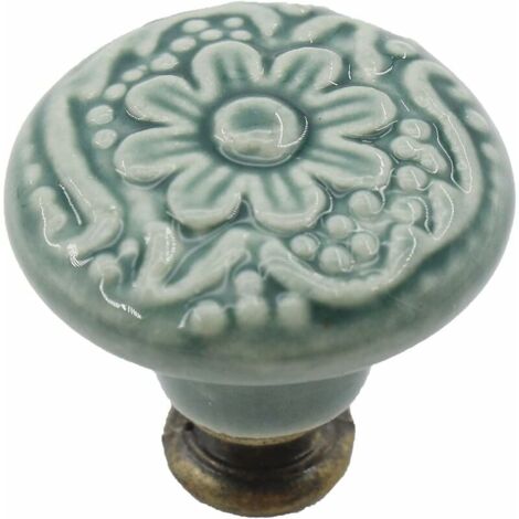 CCYKXA 10Pcs Ceramic Knobs Decorative Drawer Pulls(Green) Cabinet Dresser Shelf Pull Handle Furniture Decorative Pull Tool with Mounting Screws