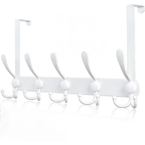 CCYKXA Over the Door Coat Rack, Over the Door Hook for 4.5cm Thick Frame, Over the Door Hanging Hook for Bathroom Glass Door (White, 15 Hooks)