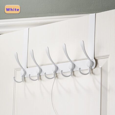 CCYKXA Over the Door Coat Rack, Over the Door Hook for 4.5cm Thick Frame, Over the Door Hanging Hook for Bathroom Glass Door (White, 15 Hooks)