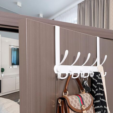 CCYKXA Over the Door Coat Rack, Over the Door Hook for 4.5cm Thick Frame, Over the Door Hanging Hook for Bathroom Glass Door (White, 15 Hooks)