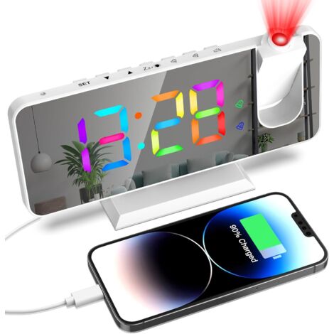 Projektor Wecker Mit Deckenprojektion - USB Ladefunktion, Verstellbare Helligkeit