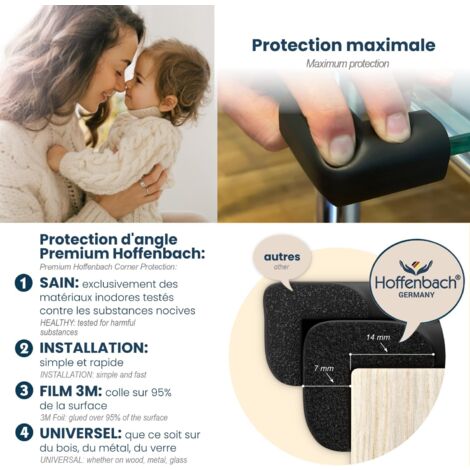 CCYKXA 12 Pack (Black) Baby Corner Protectors - Self-Adhesive Table Child Protection - Shock Protection for Baby and Child