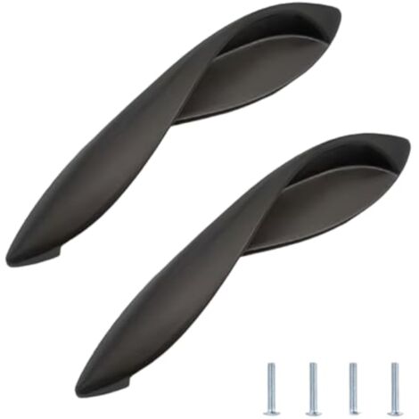 CCYKXA 2 Pcs Black Kitchen Cabinet Handles, 96mm Simple Curved Design, Kitchen Cupboard Handles, Kitchen Cabinet Door Handles, for Home Decor, Office