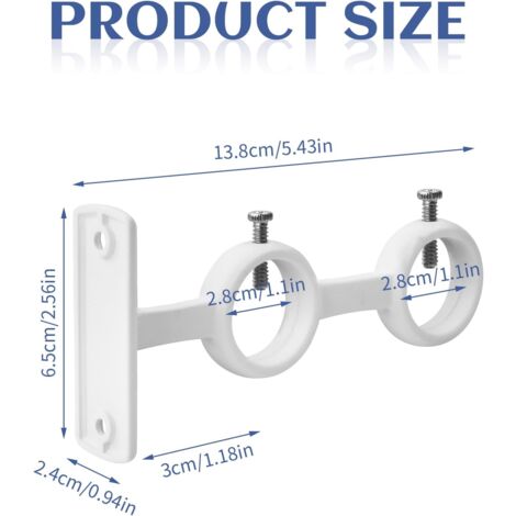CCYKXA Double Curtain Rod Bracket Heavy Duty Adjustable Double Curtain Pole Bracket with Screws for Curtain Rod Diameter Less than 2.5cm