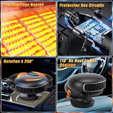 CCYKXA (Black) 12V Car Heater, Fast Heating Defroster Fan, Cigarette Lighter Power Supply, Overheat Protection, Defogger for Cars, SUVs, Taxis, Pickup