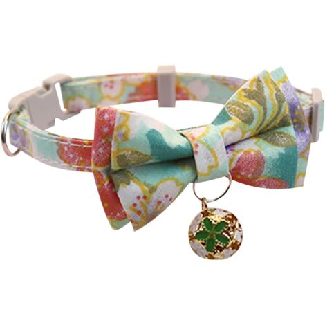 CCYKXA (Green)Puppy Collar Pet Collar Dog Collar Cat Collar Adjustable Puppy Collar Cute and Comfortable Puppy Collar with Beautiful Bow Small Bell