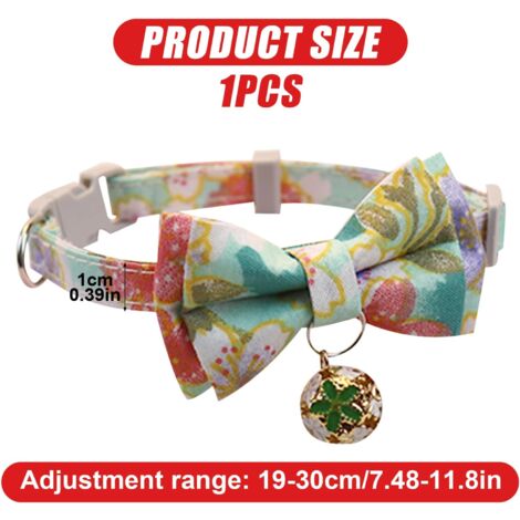 CCYKXA (Green)Puppy Collar Pet Collar Dog Collar Cat Collar Adjustable Puppy Collar Cute and Comfortable Puppy Collar with Beautiful Bow Small Bell