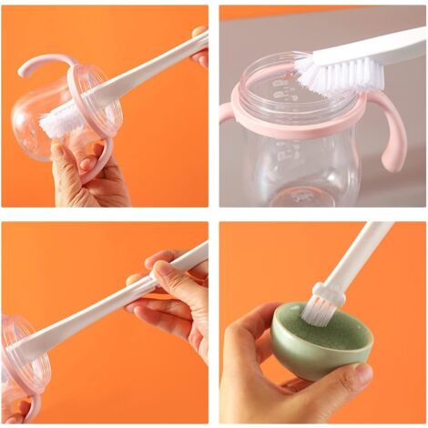 CCYKXAA Multi-Purpose Bottle Brush - 3 Pack Bottle and Straw Brushes, Crevice Brush, for Home, Kitchen and Bathroom