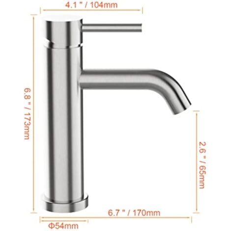 CCYKXA Basin Mixer Tap - Single Handle Bathroom Faucet, Low Noise Ceramic Pull Down Basin Faucets, Stainless Steel Body, Grey