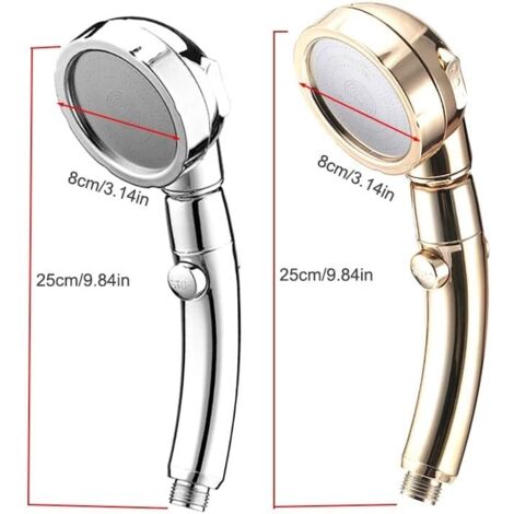 CCYKXAA (Color : Golden)Golden Silver Shower Head, 3 Modes, High Pressure Shower Head with On/Off Pause Switch, 360 Degree Rotating Shower Head for Bathroom