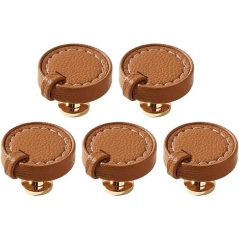 CCYKXA 5 Pcs Leather Drawer Pulls Handles for Cabinets Dressers Cupboards