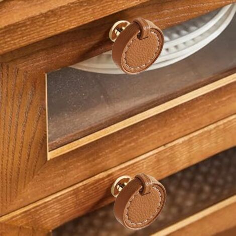 CCYKXA 5 Pcs Leather Drawer Pulls Handles for Cabinets Dressers Cupboards