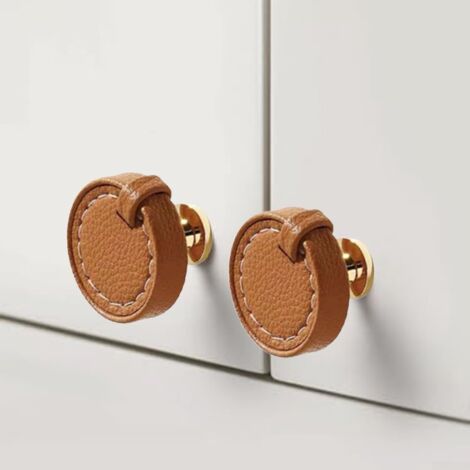 CCYKXA 5 Pcs Leather Drawer Pulls Handles for Cabinets Dressers Cupboards