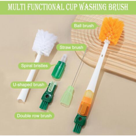 CCYKXAA 2 Pack Bottle Brush, 5 in 1 Multifunctional Bottle Brush, Baby Bottle Brush, Cup Lid Cleaning Brush, Straw Brush, Baby Bottle Brush, Bottle Swab