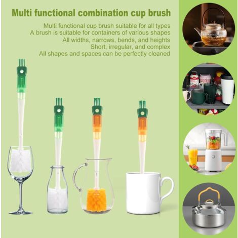 CCYKXAA 2 Pack Bottle Brush, 5 in 1 Multifunctional Bottle Brush, Baby Bottle Brush, Cup Lid Cleaning Brush, Straw Brush, Baby Bottle Brush, Bottle Swab