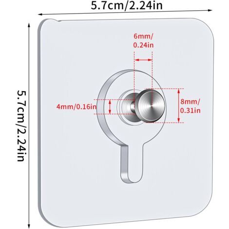 CCYKXA 12 Pcs Adhesive Wall Picture Hooks, 5.5 x 5.5 cm Picture Hooks No Drilling with Detachable Screws, Transparent Adhesive Hooks for Photo Frames Posters Paintings
