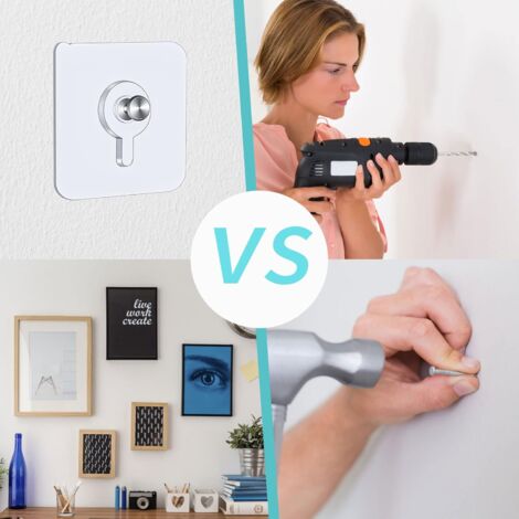 CCYKXA 12 Pcs Adhesive Wall Picture Hooks, 5.5 x 5.5 cm Picture Hooks No Drilling with Detachable Screws, Transparent Adhesive Hooks for Photo Frames Posters Paintings