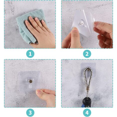 CCYKXA 12 Pcs Adhesive Wall Picture Hooks, 5.5 x 5.5 cm Picture Hooks No Drilling with Detachable Screws, Transparent Adhesive Hooks for Photo Frames Posters Paintings