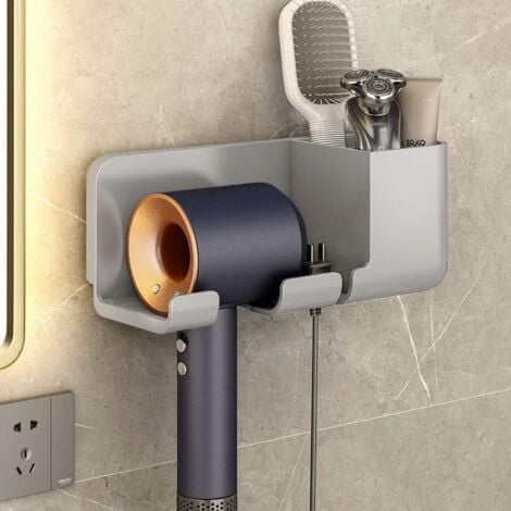 CCYKXA Hair Dryer Holder Hair Dryer and Straightener Holder No Drilling Hair Dryer Holder Wall Mounted Adhesive Hair Dryer Holder Wall Mounted Hair Dryer Holder,Grey