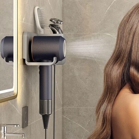 CCYKXA Hair Dryer Holder Hair Dryer and Straightener Holder No Drilling Hair Dryer Holder Wall Mounted Adhesive Hair Dryer Holder Wall Mounted Hair Dryer Holder,Grey