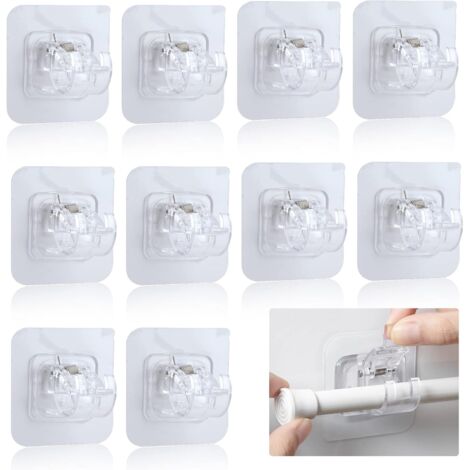 CCYKXA 10 Pcs Plastic Curtain Holders No Drilling, Self Adhesive Clear ...