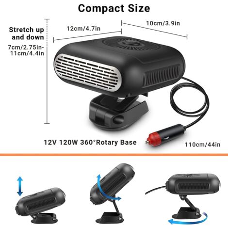 CCYKXA Car Heater, Portable Car Heater, Car Heater with Cigarette Lighter Plug, 12V 150W 2-in-1 Fast Heating and Cooling Fans for Fast Heating