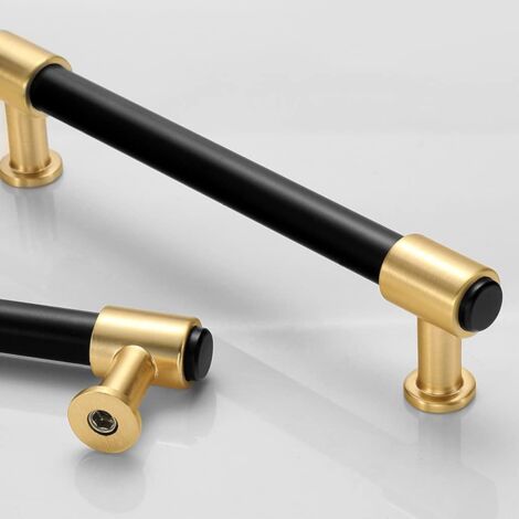 CCYKXA Kitchen Cabinet Handle 2 Pack Cupboard Handles Zinc Alloy Door Handles Drawer Door Handles Black + Gold Door Handles Door Levers Cabinet Knobs for Kitchen