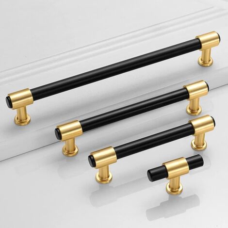 CCYKXA Kitchen Cabinet Handle 2 Pack Cupboard Handles Zinc Alloy Door Handles Drawer Door Handles Black + Gold Door Handles Door Levers Cabinet Knobs for Kitchen