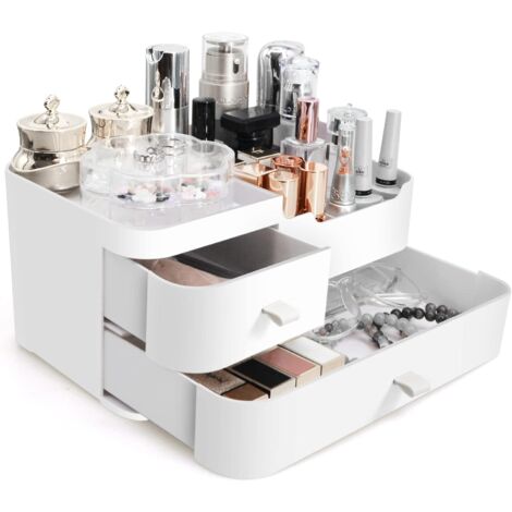 CCYKXAA White Makeup Storage Box Organizer Drawer: For Bathroom for Cosmetics Palette - Make Up Organizer Acrylic Lipstick & Skincare Perfume Storage