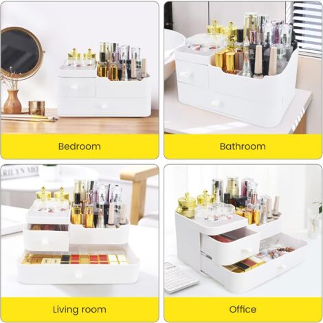 CCYKXAA White Makeup Storage Box Organizer Drawer: For Bathroom for Cosmetics Palette - Make Up Organizer Acrylic Lipstick & Skincare Perfume Storage