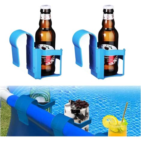 4-Pack Poolside Cup Holders For Above Ground Pools, Pool Cup Holder For Refreshing Drinks, Only Fits 2 Inch Or Less Round Top Bar - Strong And Durable Easy To Use Clip-On