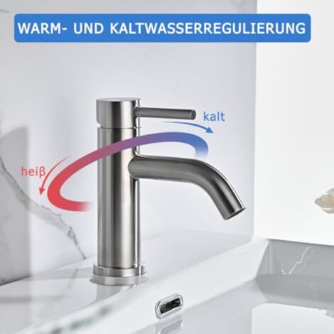 CCYKXA Bathroom Faucet, Sink Faucet, Single Lever Adjustable Hot and Cold Sink Mixer Tap, Silver