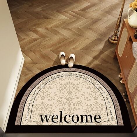 CCYKXA Absorbent Mat Semi-Circular Round Carpet Outdoor Floor Entrance Mat Terrace Decor Indoor Doormats for Outdoor Entrance Black Face40x60cm