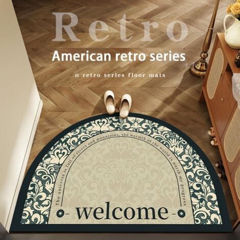 CCYKXA Absorbent Mat Semi-Circular Round Carpet Outdoor Floor Entrance Mat Terrace Decor Indoor Doormats for Outdoor Entrance Black Face40x60cm
