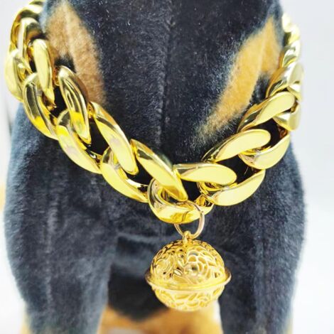 CCYKXA 2Pcs Gold Chain for Cats, Gold Dog Collar, Dog Chain Collar, with Bell, for Photography, Decoration