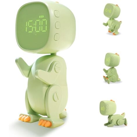 CCYKXA Kids Digital Alarm Clock: Kids Alarm Clock, Dinosaur Alarm Clock with Changeable Shape, Snooze Function, Adjustable Brightness and Volume, 6 Wake-up Music, Portable Night Light Alarm Clock