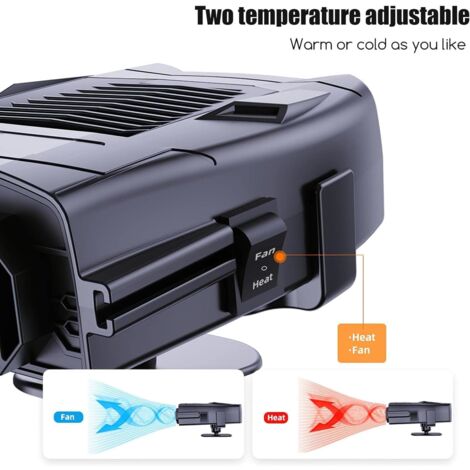 CCYKXA 2 in 1 Car Heater Fan, 12V 150W, 360 Degree Rotatable Portable Fast Heating with Cigarette Lighter Plug, Defroster, Demister