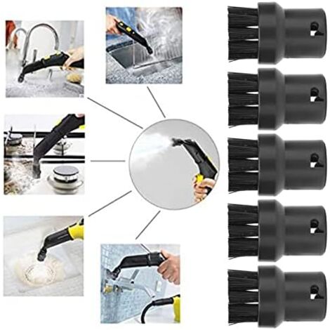 CCYKXA (26×26×40) Steam Cleaner Accessories Steam Cleaning Brush Abs Black 5 Pcs Steam Engine Brush Black Cleaning Brush Replacement Brush for Karcher Sc1 Sc2 Sc3
