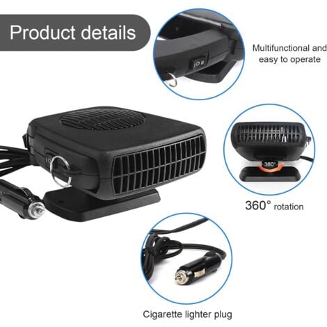 CCYKXA Car Heater, 12V 150W Portable Heater and Defroster, 2 in 1 Heater/Cooling Fan, Heating Fan with Cigarette Lighter