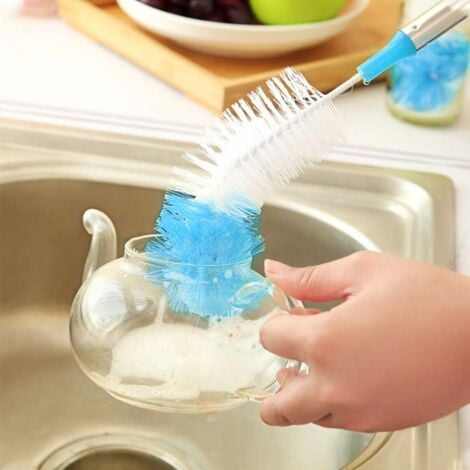 CCYKXA blue 4 Pcs Bottle Cleaning Brush Set Multifunctional Brushes Long Water Bottle Brush Bottle Cleaner