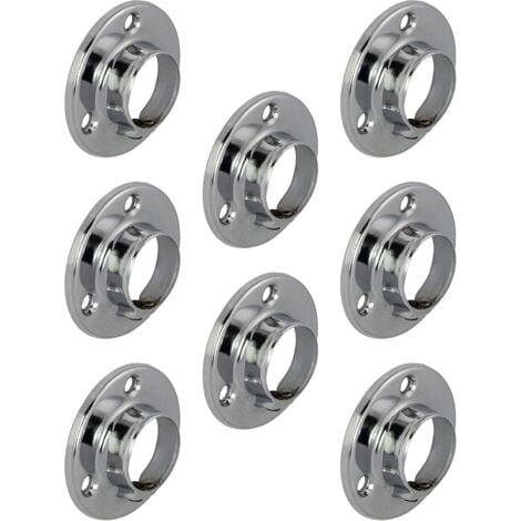 CCYKXAA 8 Pieces Wardrobe Rod Hanger, Round Metal Wardrobe Tube Brackets for Ø 25 mm Rods  Round Tube Holder for Wardrobe and Cloakroom Tube  Polished Chrome