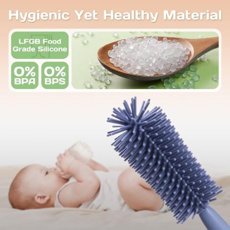 CCYKXA Silicone Bottle Brushes with Brush, Baby Bottle Brush, Straw Brush, Nipple Brush and Tube Cleaning Brush
